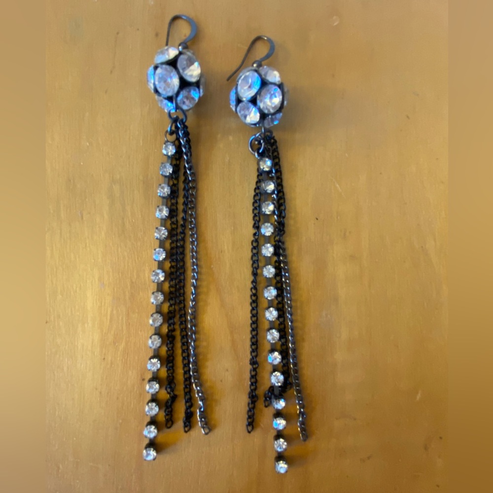 Crystal Rhinestone Dangle Earrings with Chains ⛓️